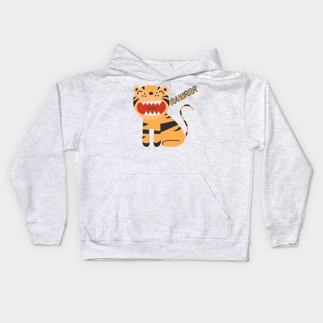 Cute Tiger Cub Rawrrr Kids Hoodie by FoxyChroma